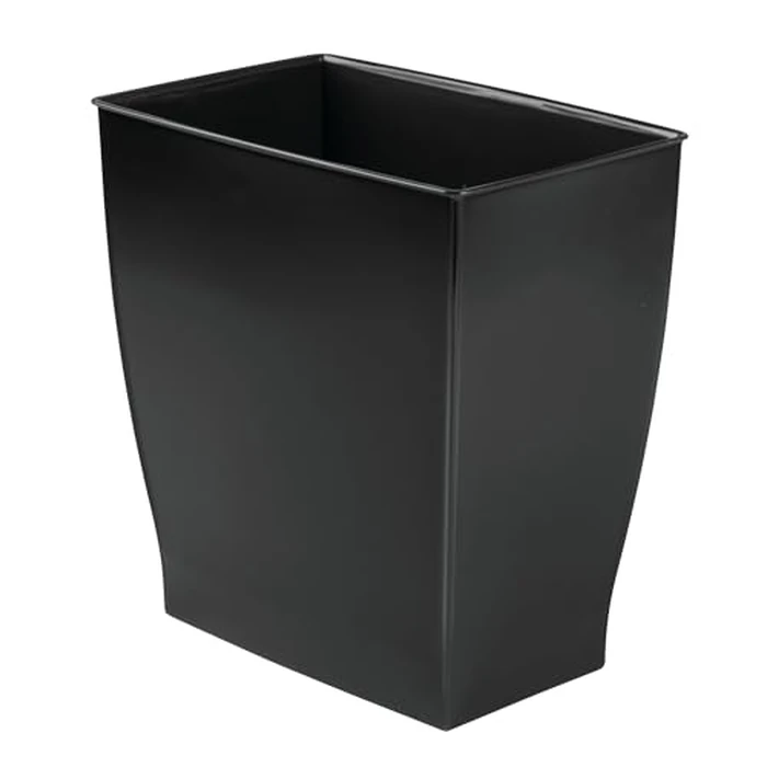 iDesign Small Plastic Bathroom Trash Can, Slim Rectangle Garbage Bin for Bedroom, Office, Dorm, Black by iDesign - Used - Acceptable condition