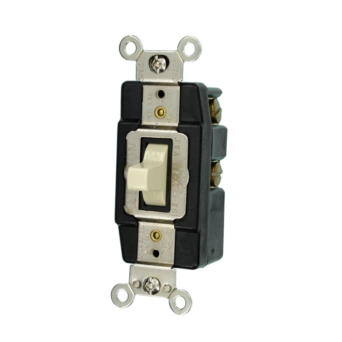 Leviton 1281-I 15-Amp 120/277-Volt Toggle Single-Pole AC Quiet Switch, Ivory by Leviton - Used - Like New condition - CA$33.13