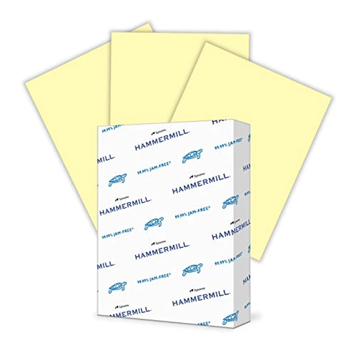 Hammermill Colored Paper, 20 lb Canary Printer Paper, 8.5 x 11-1 Ream (500 Sheets) - Made in the USA, Pastel Paper, 103341R, 1 Ream | 500 Sheets, Letter (8.5x11) by Hammermill - Image 1