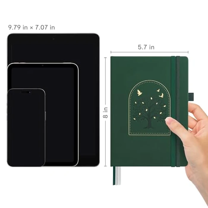 And Per Se A5 Lined Notebook - 365 Pages 100GSM Thick Paper, Hardcover LAY-FLAT Journal with Pocket, for Writing, Office, School, College Ruled Notebook (Dark Green) by &And Per Se - Image 2
