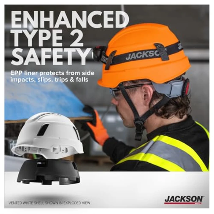 Jackson Safety XS2-500 Type 2 Hard Hat - Non-Vented Construction Safety Helmet with Side Impact Protection - CSA Z94.1 & ANSI Z89.1 Type 2 Class E (Multiple Colors) by Jackson Safety - Image 3