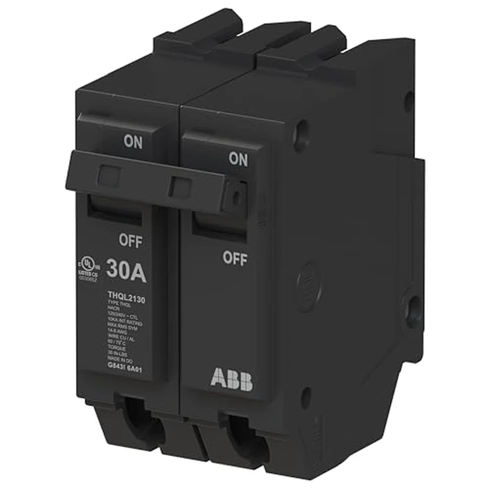 ABB Q-Line(R) THQL2130 Circuit Breaker • 30 Amp Double-Pole Breaker • 120/240 VAC • 10 kAIC Interrupt Rating • Thermal Magnetic Plug-On Breaker for Load Centers by ABB - Image 2