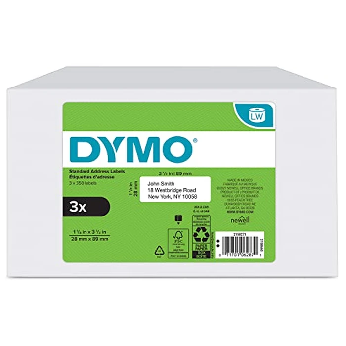 DYMO Authentic LW Mailing Address Labels for LabelWriter Label Printers, (1-1/8" x 3-1/2"), 3 Rolls of 350 (1050 Total) by DYMO - Used - Like New condition
