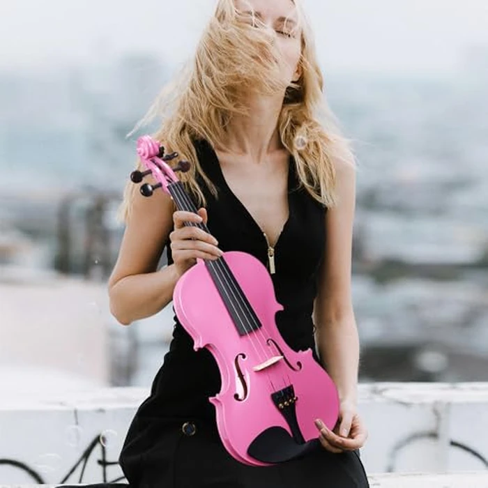 Aileen Violin 4/4 Full Size for Adults Beginners, Pink Fiddle Starter Kit for Students Age 12+, including Music Stand, Unique New Fingerboard Sticker, Mute by Aileen Music - Image 7