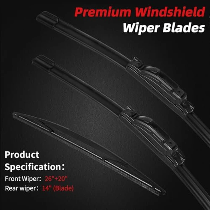 OTUAYAUTO Premium Windshield Wiper Blades - Replacement for Acura MDX 2014-2020 - Precision Fit, All-Weather Performance, Front and Rear Wiper Blades, J/U Hook - 26"+20"+14" (Pack of 3) by OTUAYAUTO - Image 2