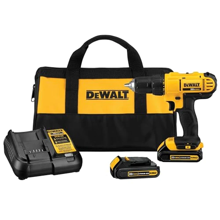 DEWALT 20V Max Cordless Drill Driver Set, 2 Speed, High Performance Motor, Includes 2 XR 1.3Ah Li-Ion Batteries, Charger and Contractor Bag (DCD771C2) by DEWALT - Image 1