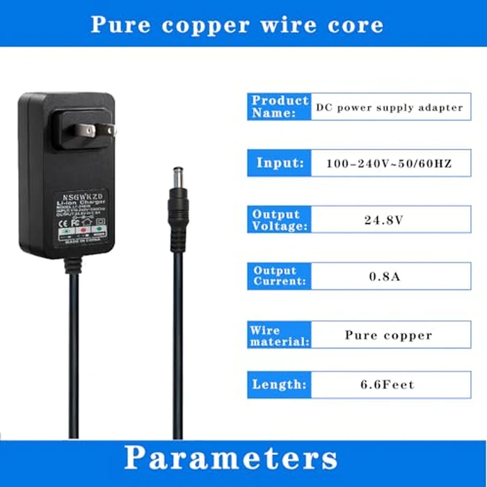 24.8V Charger Replacement for Shark Cordless Rocket Pet Pro Vacuum IX141 IX141H IX140H IZ362H IZ363H IZ163H IZ142 IZ162H XBCHGX140 XSBT620 DK33-248080H-U Battery Power Cord Adapter by NSGWKZD - Image 4