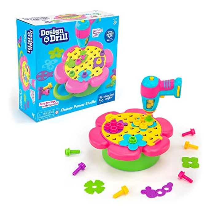 Educational Insights Design & Drill Flower Power Studio, Drill Toy, 50-Pieces, Gift for Kids Ages 3+ by Educational Insights - Used - Like New condition