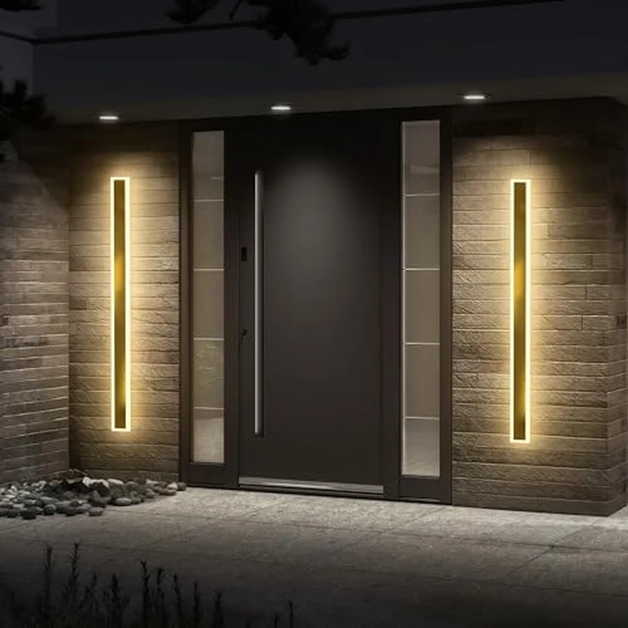 2 Pack 60 inch Modern Outdoor Wall Light, Outdoor Garage Wall Mount Lights, Modern RGB Led Long Waterproof Wall Light, Exterior Wall Light Sconce Fixtures by E.P. Light - Used - Very Good condition - US$125.99