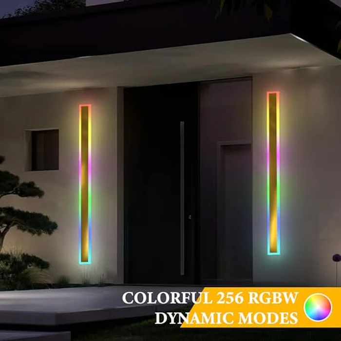 2 Pack 60 inch Modern Outdoor Wall Light, Outdoor Garage Wall Mount Lights, Modern RGB Led Long Waterproof Wall Light, Exterior Wall Light Sconce Fixtures by E.P. Light - Image 6