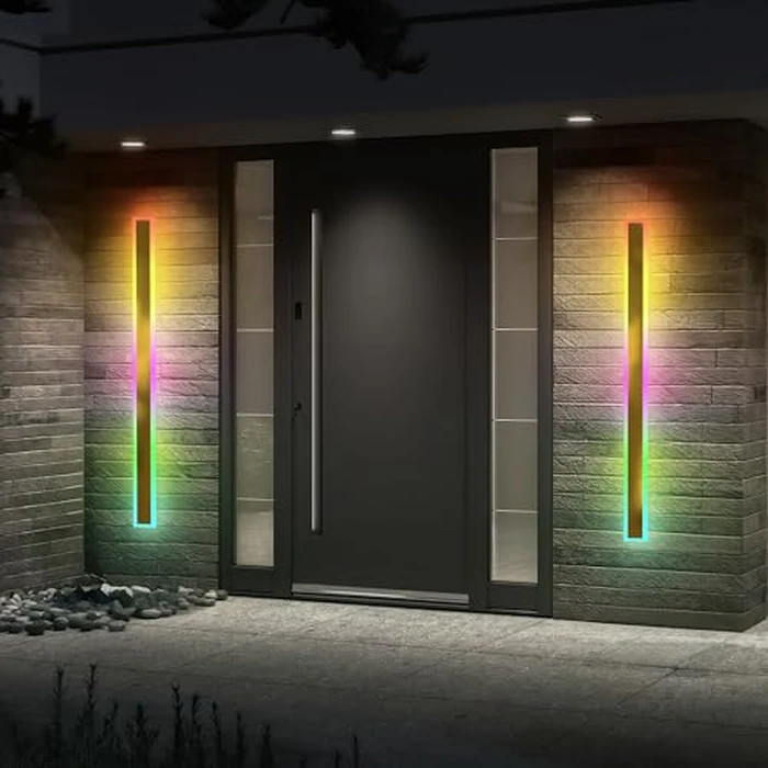 2 Pack 60 inch Modern Outdoor Wall Light, Outdoor Garage Wall Mount Lights, Modern RGB Led Long Waterproof Wall Light, Exterior Wall Light Sconce Fixtures by E.P. Light - Image 9