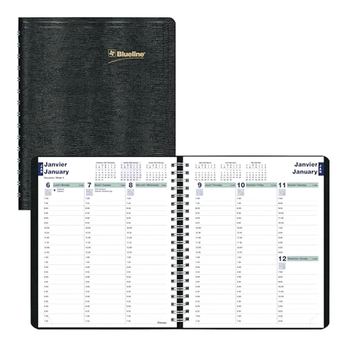 Blueline(R) 2025 Essential Weekly Planner, Appointment Book, 12 Months, January to December, Twin-Wire Binding, 8" x 6.5", Black, Bilingual (C1510.81BT-25) by BLUELINE - Used - Like New condition - CA$5.27
