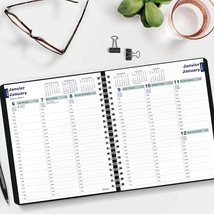 Blueline(R) 2025 Essential Weekly Planner, Appointment Book, 12 Months, January to December, Twin-Wire Binding, 8" x 6.5", Black, Bilingual (C1510.81BT-25) by BLUELINE - Image 4