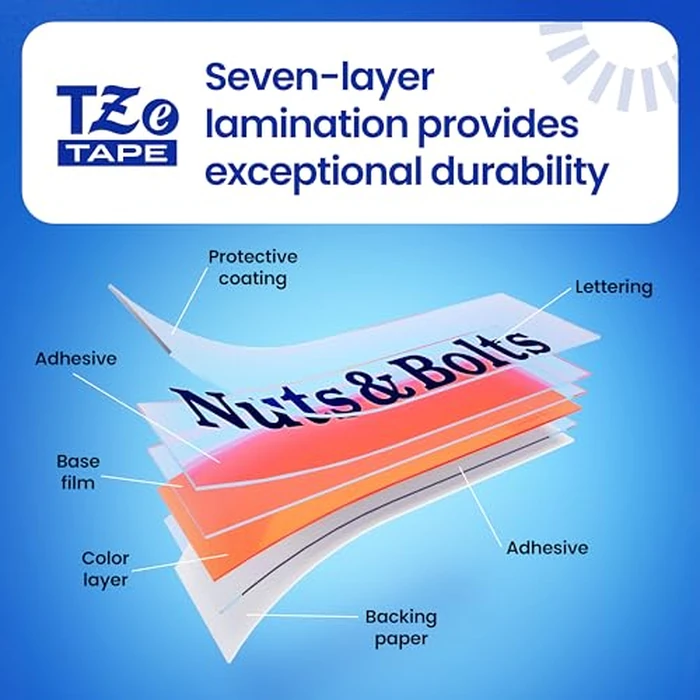 Brother P-Touch TZe-M31 Black Print on Premium Matte Clear Laminated Tape 12mm (0.47”) Wide x 8m (26.2’) Long, TZEM31 by Brother - Image 6