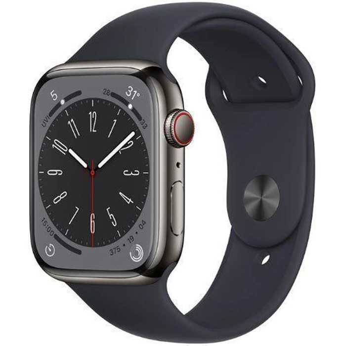 Apple Watch Series 8 (Cellular + GPS) - 32GB - 45mm - Graphite Stainless Steel Case with Midnight Rubber Sport Band by Apple - Image 2