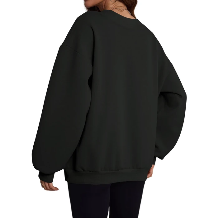 Hilinker Womens V Neck Oversized Sweatshirts Cute Pullover Drop Shoulder Long Sleeve Tops Black N XX-Large by Hilinker - Image 6