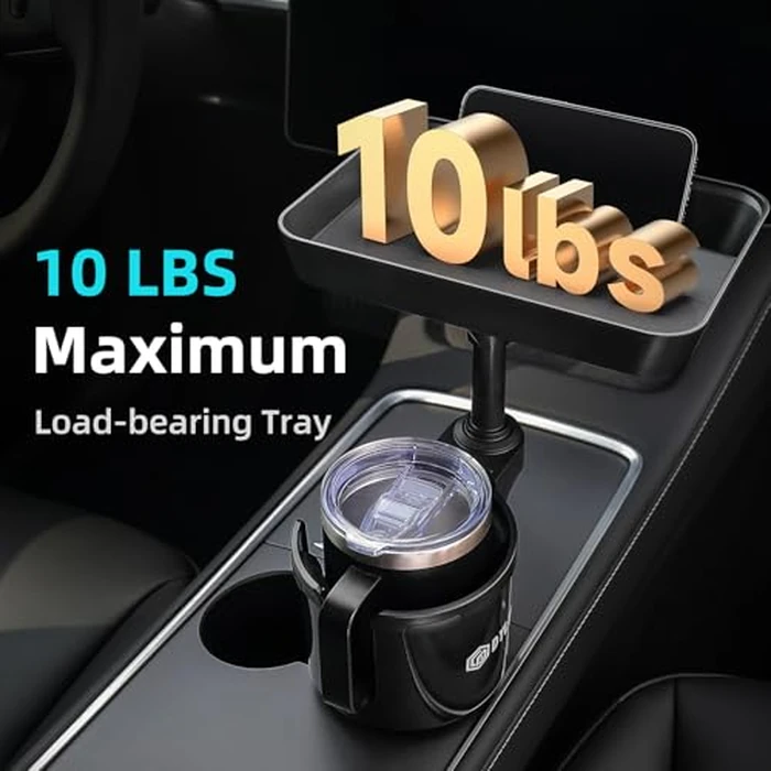 DYLEN Car Cup Holder Tray, Cup Holder Expander Adapter for Car, 9.5” Detachable Car Food Tray Table for Eating, Road Trip Essentials Fits Yeti, Hydro Flask 16-46 oz by DYLEN - Image 3