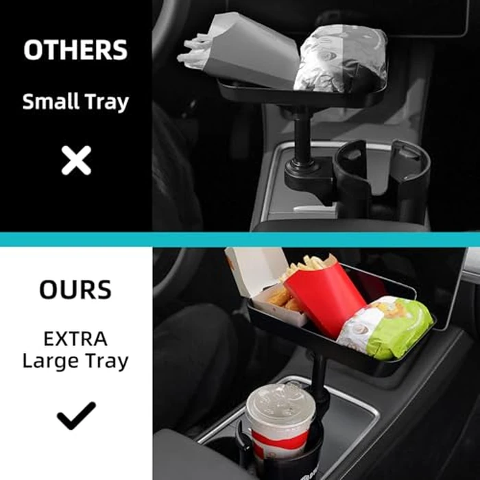 DYLEN Car Cup Holder Tray, Cup Holder Expander Adapter for Car, 9.5” Detachable Car Food Tray Table for Eating, Road Trip Essentials Fits Yeti, Hydro Flask 16-46 oz by DYLEN - Image 4