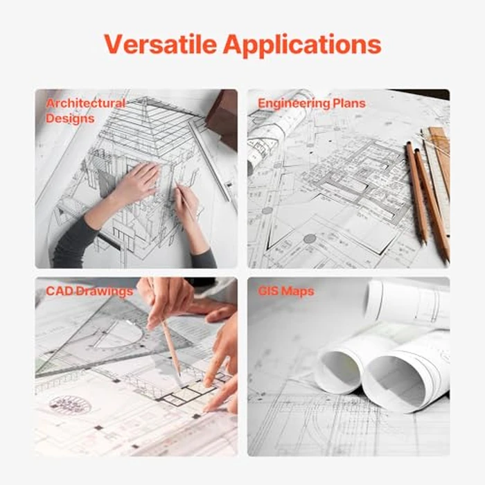 VEVOR 24 in x 150 ft Plotter Paper, 6 Rolls, 20 LB Bond, Architectural D/E, 2496 Sheets, White, Uncoated, Biodegradable, 94% Opacity, Ideal for CAD, Engineering, GIS Maps & Architectural Designs by VEVOR - Image 7