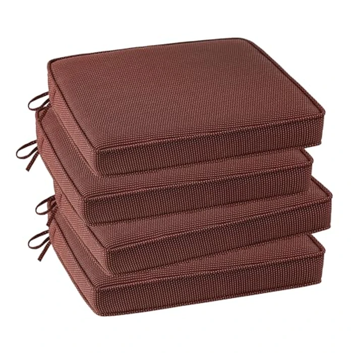 Supdurplus Outdoor Square Corner Seat Cushion, 18.5"x16"x3", Set of 4, Non Slip Seat Cushion Pads with Removable Cover for Patio Furniture, Garden Yard Lawn, Tan Dotted Red Base by Supdurplus - Image 1