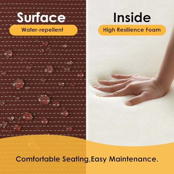 Supdurplus Outdoor Square Corner Seat Cushion, 18.5"x16"x3", Set of 4, Non Slip Seat Cushion Pads with Removable Cover for Patio Furniture, Garden Yard Lawn, Tan Dotted Red Base by Supdurplus - Image 3