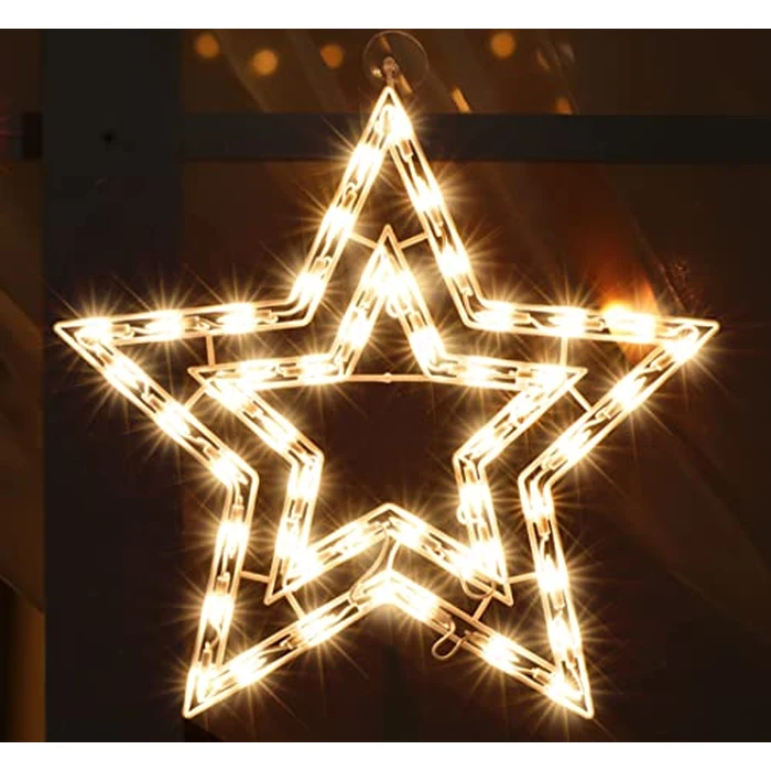 LAMPHOME 14'' 50 Lighted Star Christmas Window Silhouette Decoration Lights for Christmas,Party,Home,Patio Lawn,Garden by LAMPHOME - Image 1
