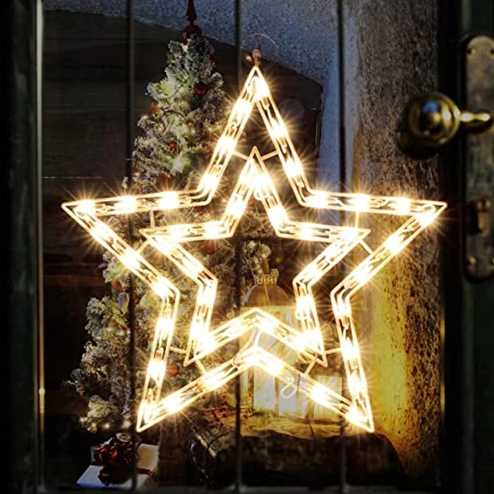 LAMPHOME 14'' 50 Lighted Star Christmas Window Silhouette Decoration Lights for Christmas,Party,Home,Patio Lawn,Garden by LAMPHOME - Image 5