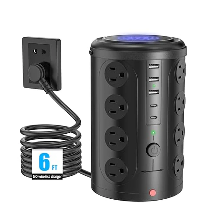 Tower Power Strip Surge Protector with 16 Outlets and 5 USB Ports (2 USB-C), 6FT Extension Cord with Multiple Outlets,Heavy Duty Charging Station,Home Office Dorm Room Essentials. No Wireless Charging by UWIWUTEI - Used - Like New condition - US$24.44
