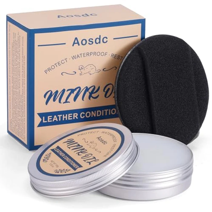 Aosdc Mink Oil Leather Conditioner and Cleaner 3.52 oz - Premium Waterproof Formula for Leather Cowboy Boots,Natural Waterproof Soften and Restore Shoes, Jackets, Hats, Baseball Gloves, Saddles by Aosdc - Used - Very Good condition - US$5.04