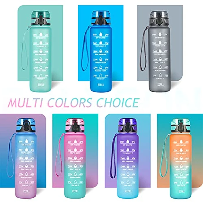 Polygon 32oz Motivational Water Bottle with Time Marker & Removable Strainer to Remind You Drink More Water, Fast Flow, Leakproof BPA Free Sport Water Bottle for Fitness and Outdoor(Blue) by Polygon - Image 7