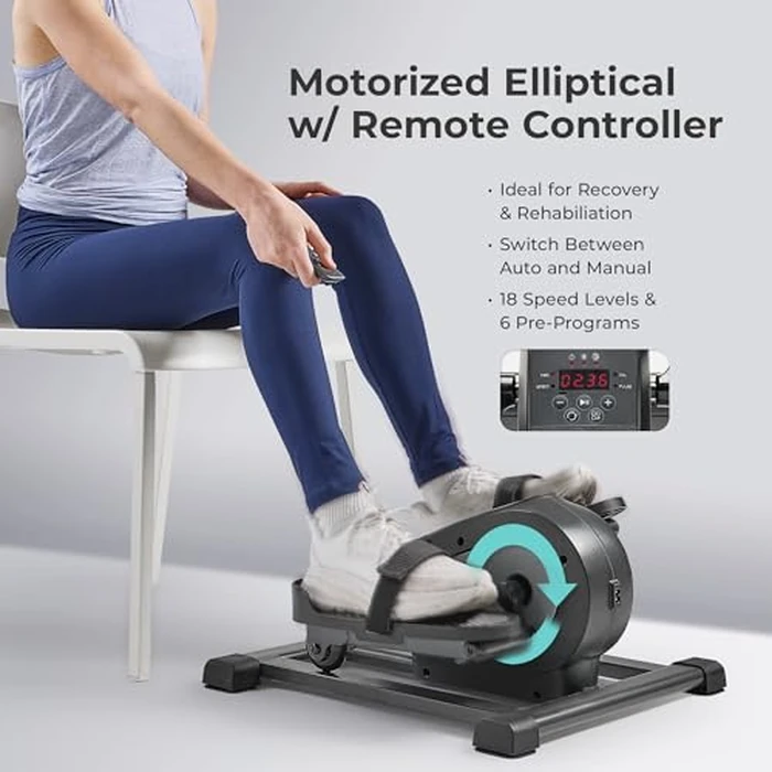 Sunny Health & Fitness Smart Motorized Mini Elliptical Trainer w/Remote Control, Indoor Under-Desk Pedal Exerciser for Seniors’ Mobility & Cardio Workout, Free SunnyFit App Connection - SF-E324028 by Sunny Health & Fitness - Image 2