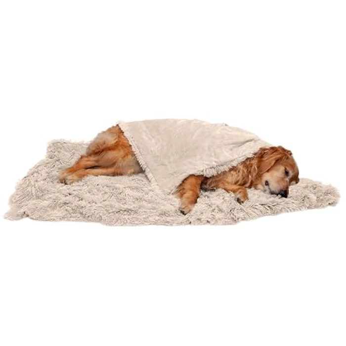 Furhaven Waterproof Calming Plush Long Fur & Velvet Dog Blanket - (Blanket) Long Faux Fur - Taupe, Extra Large, by Furhaven - Image 1
