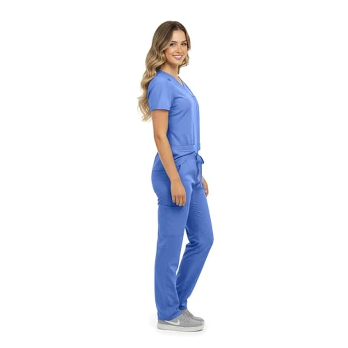 M&M SCRUBS Women's Cool Stretch V-Neck Cargo Scrub Set (Ceil Blue, Small) by M&M SCRUBS - Image 3