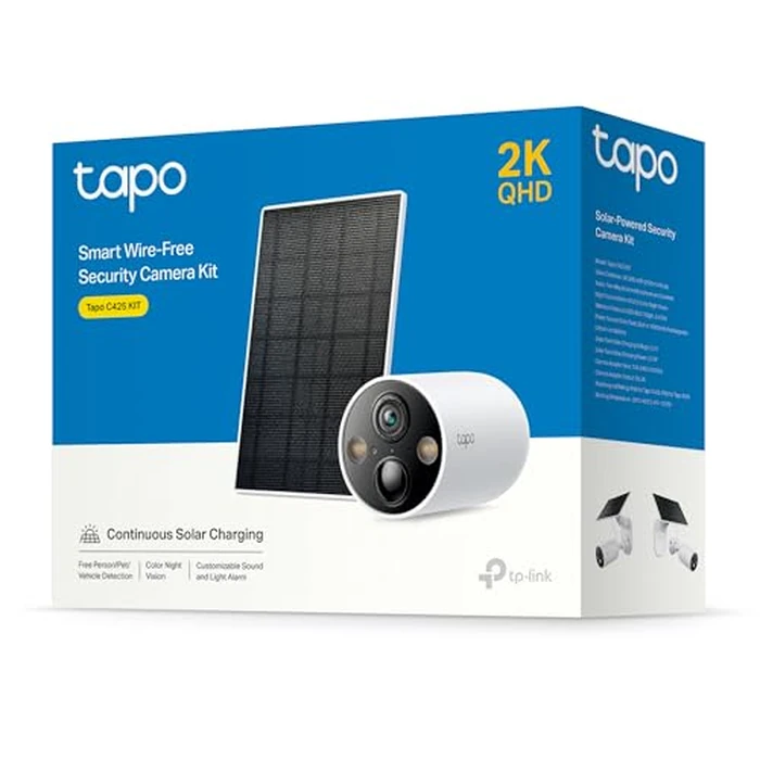 TP-Link Tapo SolarCam 2K, Outdoor Battery Camera w/Solar Panel Base, Wireless Camera, 2K QHD, 150 degrees Super-Wide FOV, Free Person/Vehicle/Pet Detection, SD/Cloud Storage, Starlight Color Night Vision by Tapo - Image 2
