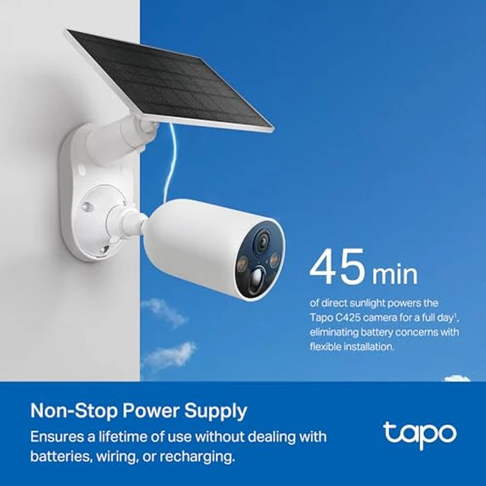 TP-Link Tapo SolarCam 2K, Outdoor Battery Camera w/Solar Panel Base, Wireless Camera, 2K QHD, 150 degrees Super-Wide FOV, Free Person/Vehicle/Pet Detection, SD/Cloud Storage, Starlight Color Night Vision by Tapo - Image 5