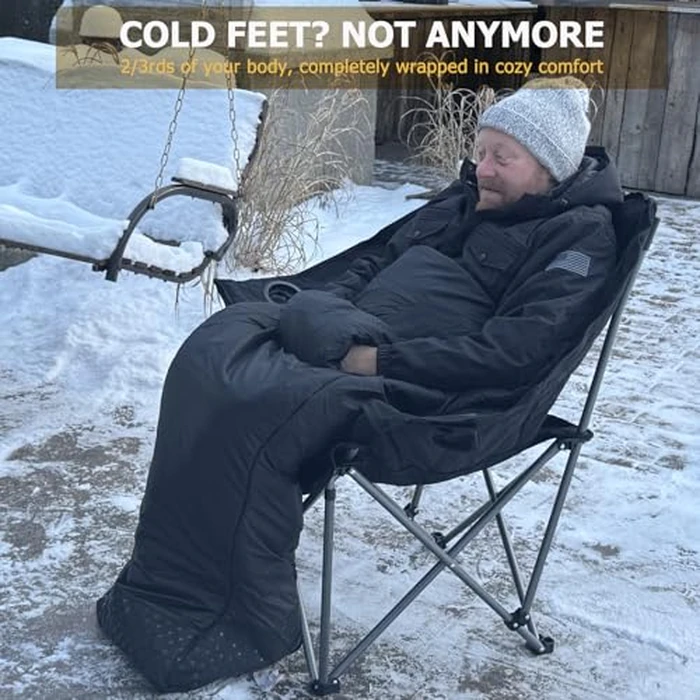 Heavy Duty Oversized Fully Padded Camping Chair with Foot Pocket, Comfortable Sports Chair for Adults, Outdoor Winter, Ice Fishing, Hunting, RV, Insert Hand Warmer for A DIY Warm Heated Chair, 400 LBS by Minndudu - Image 4