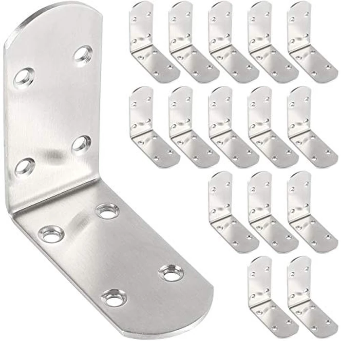 KEILEOHO 16 PCS Heavy Duty L Brackets, 3 x 3 Inch L Corner Brace, Stainless Steel L Bracket, 90 Degree Angle Shape Bracket for Joint Fixation for Shelf, Wood, Chair, Window, Furniture, Cabinet by KEILEOHO - Used - Like New condition