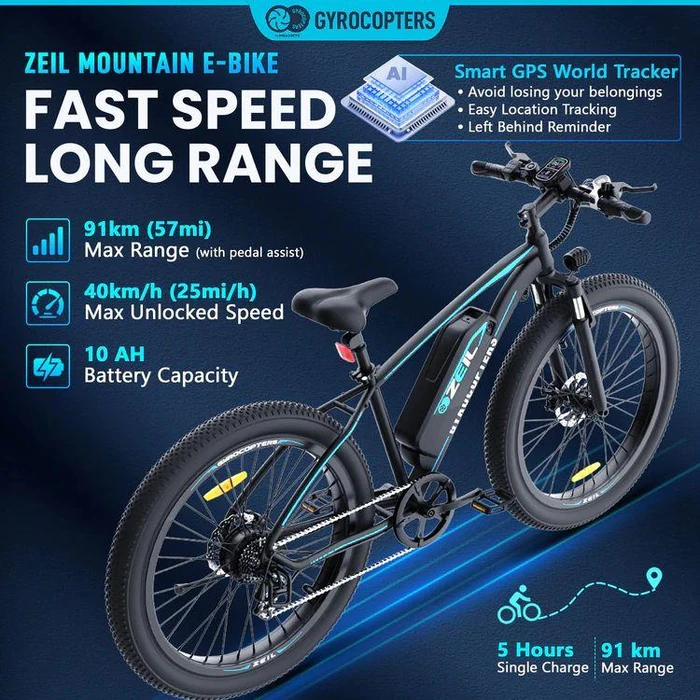 Gyrocopters Zeil Mountain E-Bike - Black by Gyrocopters - Image 2