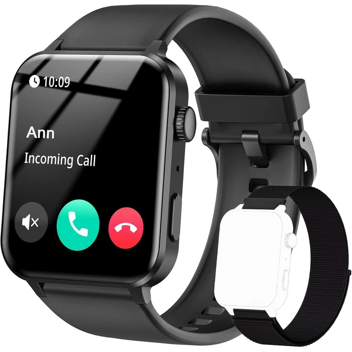IOWODO R30 Pro Smart Watch 1.85'' HD Screen with Make and Answer Calls - Black Plastic Case with Black Silicone Sport Band by IOWODO - Refurbished - Excellent condition - US$34.32