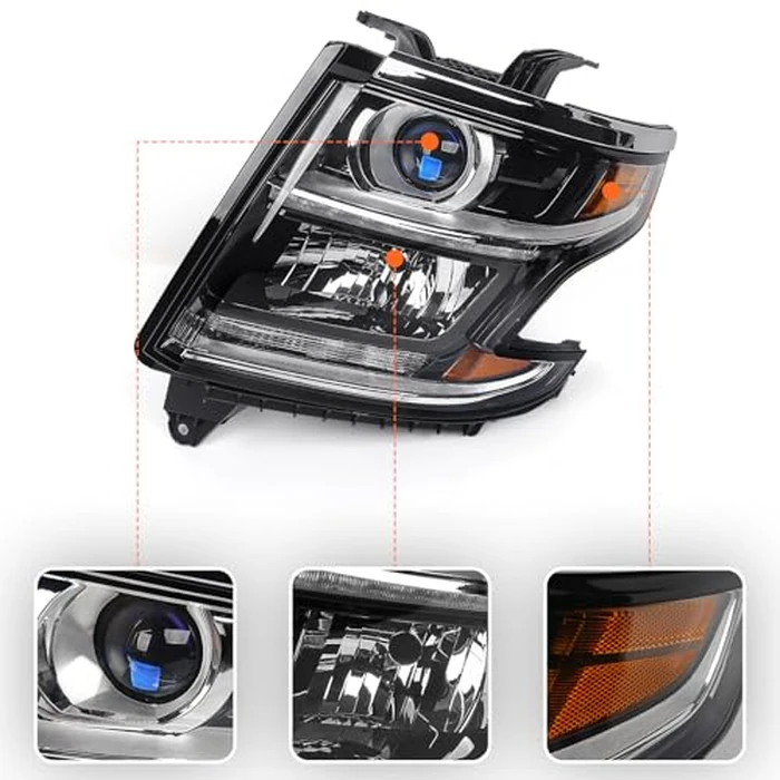 FIONE Headlight Compatible with Chevy Tahoe/Suburban 2015-2020 DRL Halogen Headlamp NOT HID Black Housing Left Driver Side LH W/O Bulbs by FIONE - Image 5