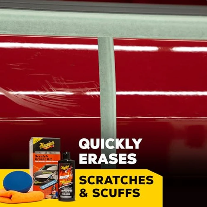 Meguiar's Quik Eraser Kit, Car Scratch Remover for Repairing Surface Blemishes, Car Scratch Repair Kit with ScratchX, Drill-Mounted Pad, and Microfiber Towel, 4 Count by Meguiar's - Image 6