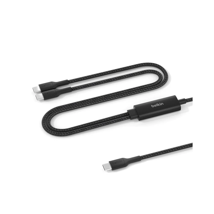 Belkin 2-in-1 USB C to USB C Cable 140W, 5ft Braided Dual Charging Cable - Fast-Charging Combo Cord w/Smart Power Sharing for MacBook, iPhone, iPad, Samsung, Pixel, & More - Travel Essentials - Black by Belkin - Used - Like New condition - CA$31.91