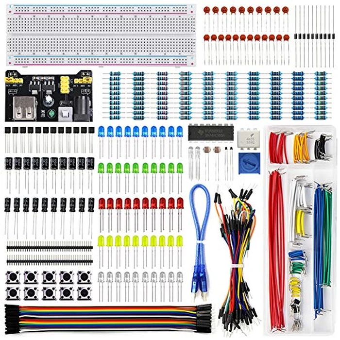 REXQualis Electronics Component Fun Kit w/Power Supply Module, Jumper Wire, 830 tie-Points Breadboard, Precision Potentiometer,Resistor Compatible with Arduino, Raspberry Pi, STM32 by REXQualis - Used - Like New condition - US$12.93