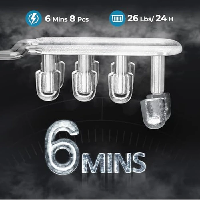 Antarctic Star Countertop Ice Maker Machine, 8 Ice Cubes in 6 mins, 26lb/Day Ice with 2 Sizes- Portable Mini, Energy Saving & Basket/Scoop for Home/Party/Travel/Camping/Bar, Dark Black by Antarctic Star - Image 3