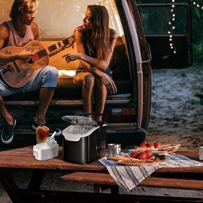 Antarctic Star Countertop Ice Maker Machine, 8 Ice Cubes in 6 mins, 26lb/Day Ice with 2 Sizes- Portable Mini, Energy Saving & Basket/Scoop for Home/Party/Travel/Camping/Bar, Dark Black by Antarctic Star - Image 8