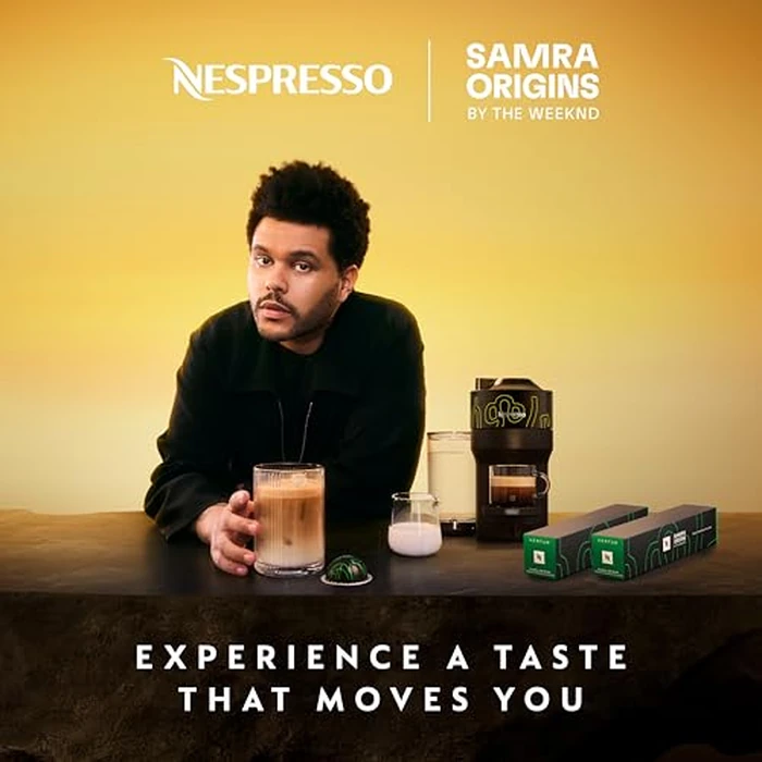Nespresso I Samra Origins by The Weeknd Vertuo Pop+ Single Serve Coffee and Espresso Machine by DeLonghi, Black with Yellow (Limited Edition) by Nespresso - Image 3