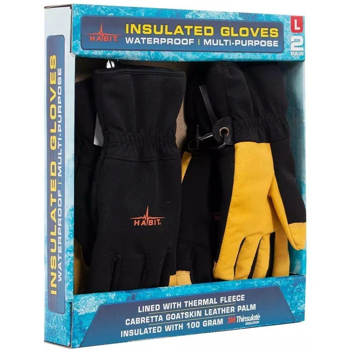 Habit Waterproof Multi-Purpose Insulated Gloves L - Black/Yellow by Habit - Refurbished - Excellent condition - US$20.48