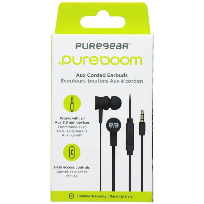 PureGear PureBoom 3.5mm AUX Corded Earbuds - Black by PureGear - Image 3