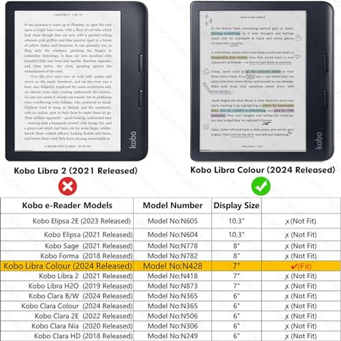 BOZHUORUI Case for Kobo Libra Colour (7" 2024 Released,Model N428) | with Auto Sleep/Wake | Slim Lightweight | Hard Back Shell | PU Leather Book Folio Cover (Night Sky) by BOZHUORUI - Image 2