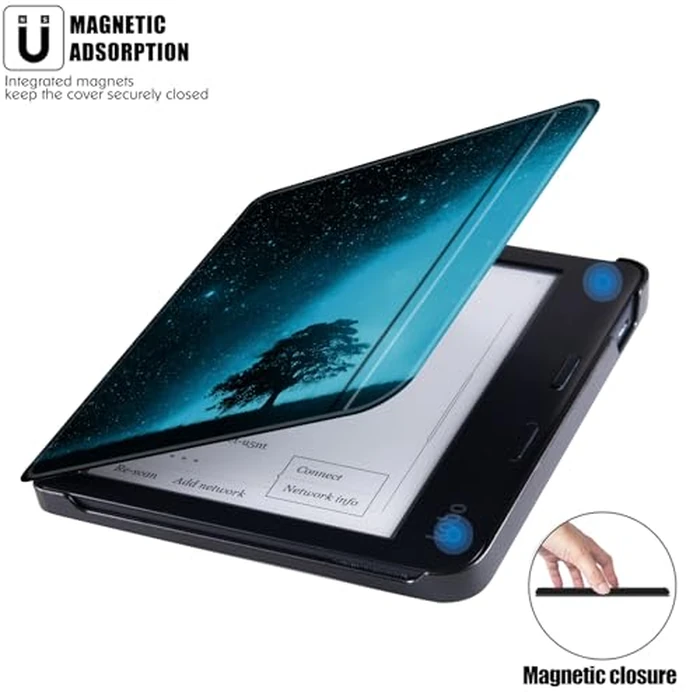 BOZHUORUI Case for Kobo Libra Colour (7" 2024 Released,Model N428) | with Auto Sleep/Wake | Slim Lightweight | Hard Back Shell | PU Leather Book Folio Cover (Night Sky) by BOZHUORUI - Image 4